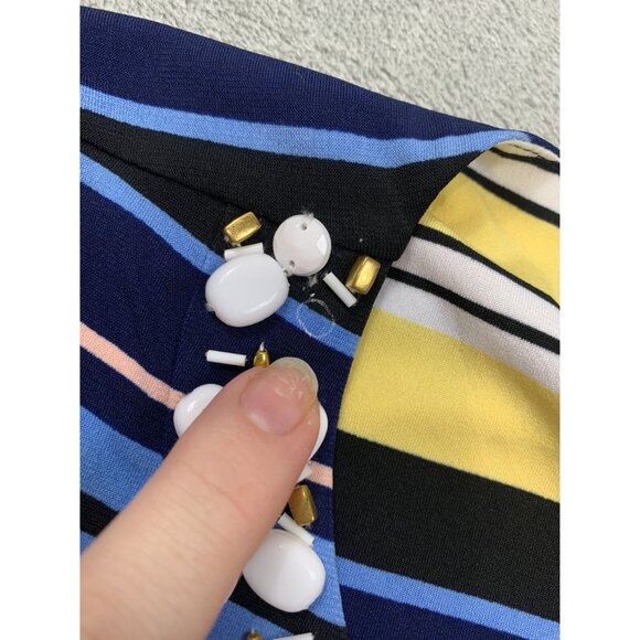 Rafaella XL Multicolor Striped Sleeveless Dress With Beaded Neckline - Picture 6 of 8